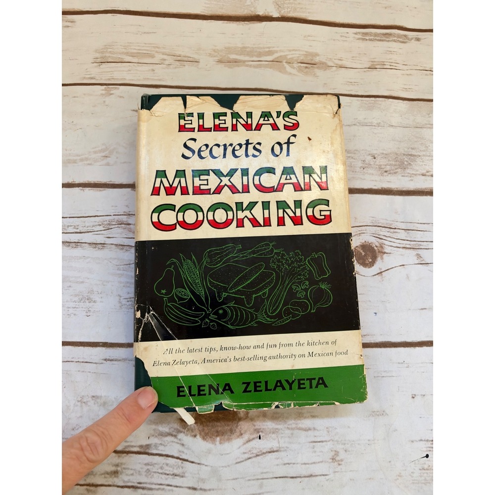 Elena Zelayeta Elena's Secrets of Mexican Cooking Green Hardcover 1958 OS